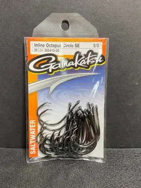 Gamakatsu 265415-25 Inline Octopus Circle Se Hooks 5/0 Package Of 25