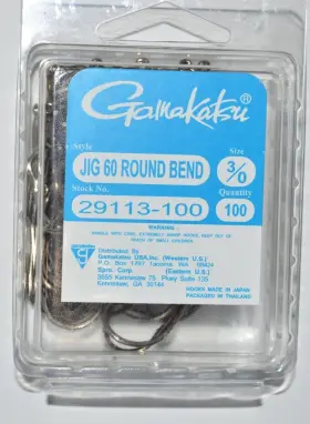 Gamakatsu 29113-100 Jig 60 Round Bend Hooks 3/0 Super Value Pack Gamakatsu 29113-100 Jig 60 Round Bend Hooks 3/0 Super Value Pack
