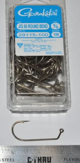 Gamakatsu 29115-100 Jig 60 Round Bend Hooks 5/0 Super Value Pack Gamakatsu 29115-100 Jig 60 Round Bend Hooks 5/0 Super Value Pack