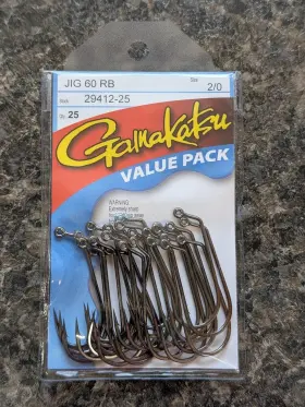 Gamakatsu 29412-25 Jig 60 Round Bend Ns Black - Size 2/0 Pack Of 25 Flipping Hooks Gamakatsu 29412-25 Jig 60 Round Bend Ns Black - Size 2/0 Pack Of 25 Flipping Hooks