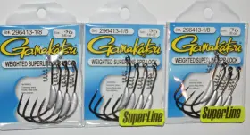 Gamakatsu 296413-1/8 3 Packs Superline Spring Lock 3/0 Weighted Hook Oz