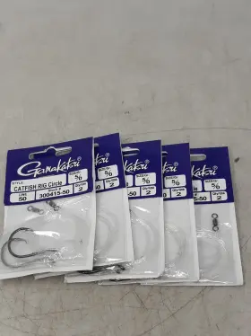 Gamakatsu 300415-50 Catfish Rig Circle 5/0 Line 50 Fishing Terminal Tackle - Lot Of 5