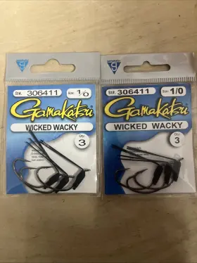 Gamakatsu 306411 Wicked Wacky Lot Of 2 3 Packs Size 1/0 #306411 New