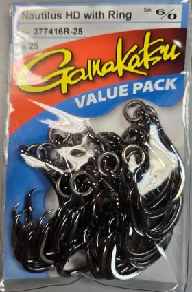 Gamakatsu 377416r-25 Nautilus Hd With Ring Live Bait Hook 25p 6/0 25-pack Value Gamakatsu 377416r-25 Nautilus Hd With Ring Live Bait Hook 25p 6/0 25-pack Value