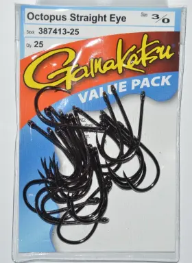 Gamakatsu 387413-25 Octopus Straight Eye Size 3/0 Bait Hook Value Pack Gamakatsu 387413-25 Octopus Straight Eye Size 3/0 Bait Hook Value Pack