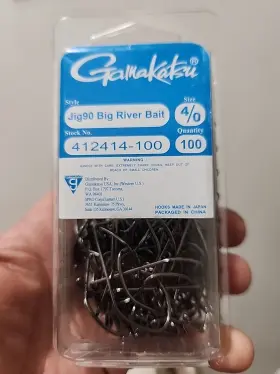 Gamakatsu 412414-100 Big River Bait Fish Hooks Size 4/0 Qty 100p/n 412414-10 Value Pack New