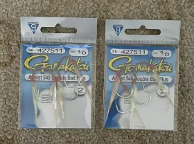 Gamakatsu 427511 2 Packs Assist 540 Double Bait Plus Hooks 1/0 2pk