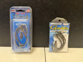 Gamakatsu 46413 Super Line Worm Fishing Hooks And Eagle Claw Trokar X2 Lot