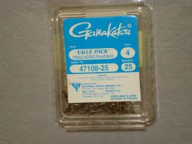 Gamakatsu 47108-25 Round Bend Treble Hooks 25 Pack Size 4 Gamakatsu 47108-25 Round Bend Treble Hooks 25 Pack Size 4