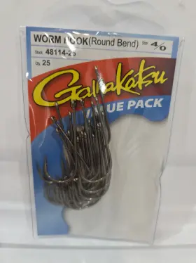 Gamakatsu 48114-25 4/0 Worm Hook Round Bend Qty 25 Value Pack Fresh/ Saltwater Bass Hooks Gamakatsu 48114-25 4/0 Worm Hook Round Bend Qty 25 Value Pack Fresh/ Saltwater Bass Hooks