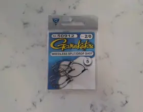 Gamakatsu 50912 Split Shot / Drop Weedless Hooks 5 Pack Size 2/0