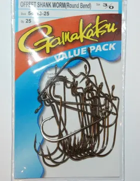 Gamakatsu 54113-25 3/0 Offset Shank Worm Round Bend Hooks Value Pack