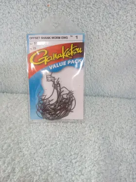 Gamakatsu 58410-25 #584 Offset Shank Worm Ewg Value Pack 25 Hooks New Size 1 Gamakatsu 58410-25 #584 Offset Shank Worm Ewg Value Pack 25 Hooks New Size 1