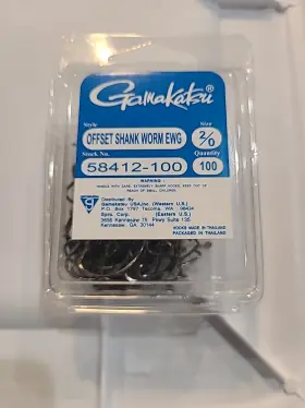 Gamakatsu 58412-100 #584 Offset Shank Worm 2/0 Ewg Bulk Pack 100 Hooks