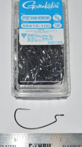 Gamakatsu 58415-100 5/0 Offset Ewg Shank Worm Tube Senko Hook 100 Extra Wide Gap Gamakatsu 58415-100 5/0 Offset Ewg Shank Worm Tube Senko Hook 100 Extra Wide Gap