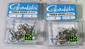 Gamakatsu 64109 Gamakatsu-two 2 Packages - 18 Treble Hooks No Barb Size #64109 New Gamakatsu 64109 Gamakatsu-two 2 Packages - 18 Treble Hooks No Barb Size #64109 New