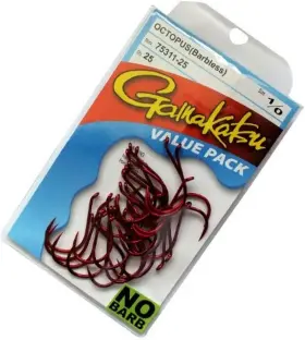 Gamakatsu 75311-25 Barbless Octopus Hooks High Carbon Steel Fishing Offset Point