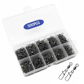 Gloruoia 721691290777 500 Pcs - Fishing Swivels Stainless Steel Barrel Tackle Kit W Gloruoia 721691290777 500 Pcs - Fishing Swivels Stainless Steel Barrel Tackle Kit W