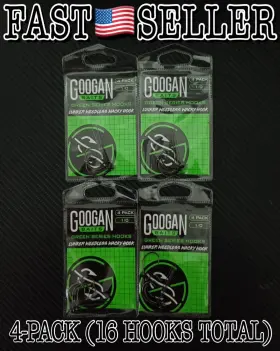 Googan Baits Glwwh-10 4-pack Lunker Weedless Wacky Hook 1/0 16 Fishing Hooks Total