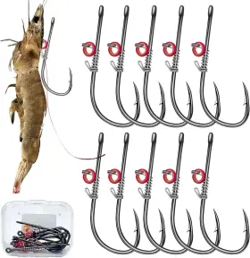 Grombolar 445035937991 Live Shrimp Hook Set Carbon Steel Barbed Fishing Hooks Freshwater Saltwater Shri Grombolar 445035937991 Live Shrimp Hook Set Carbon Steel Barbed Fishing Hooks Freshwater Saltwater Shri