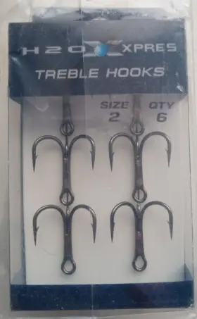H & H 420002909734 H2o Xpress Treble Hooks 6-pack Size #2 Black Nickel Coating Lot Of 3 Packs