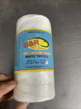 H&h Lure Company 044784030174 H&h White Twine Twisted Nylon Size #21 1 Lb 900ft New