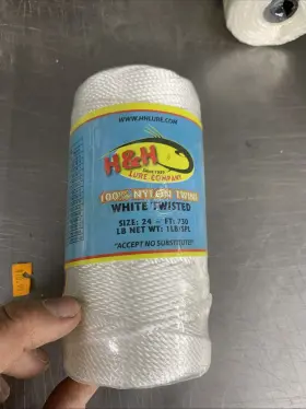H&h Lure Company 044784030181 H&h White Twine Twisted Nylon Size #24 1 Lb 730ft New