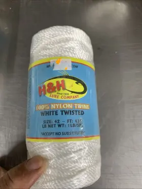 H&h Lure Company 044784031171 H&h White Twisted Nylon Twine Size #42 1 Lb 435ft New