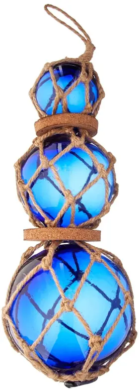 Hampton Nautical 842010100949 3xglass-101 Triple Blue Japanese Ball Fishing Brown Netting Decoration 11 Inch -gl