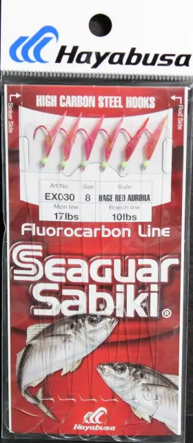 Hayabusa Ex030-8 Sabiki Seaguar Red Hook Aurora Size 8 6 Hooks