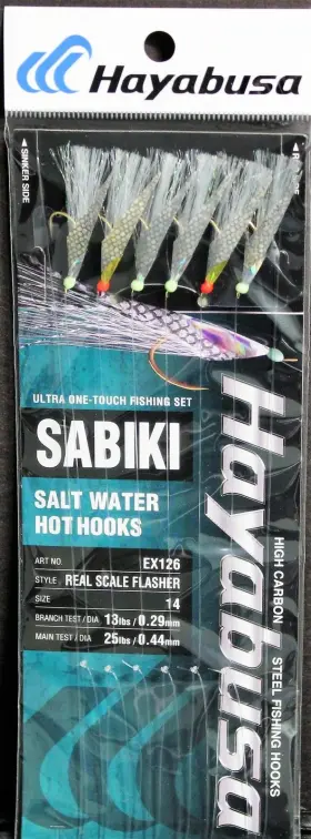 Hayabusa Ex126-14 Real Scale Flasher Sabiki Size 14 6 Hooks