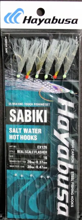 Hayabusa Ex126-16 Real Scale Flasher Sabiki Size 16 6 Hooks