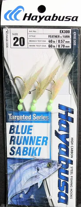 Hayabusa Ex300-20 Blue Runner Sabiki Rig Ex300 Jp-20 3-hooks 60-test 55.1-in Hayabusa Ex300-20 Blue Runner Sabiki Rig Ex300 Jp-20 3-hooks 60-test 55.1-in