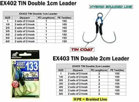 Hayabusa Ex403 - 2/0 Assist 133 Tin Double Hook 2cm 2pc Hayabusa Ex403 - 2/0 Assist 133 Tin Double Hook 2cm 2pc