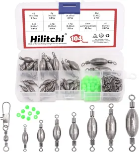 Hilitchi H-4722 Brass Fishing Weights Inline Trolling Sinker With Inner Swivels