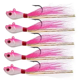 Honor Best Hbbr-5pcs Jigs-red-1/4oz Bucktail Jigs Saltwater Hair Jig Lures 5pcs 1/4oz Pink/white