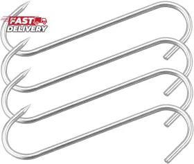 Honshen 313104183174 10 Inch Meat Hooks 8mm Heavy Duty S-hooks Stainless Steel Processing Butcher Ho