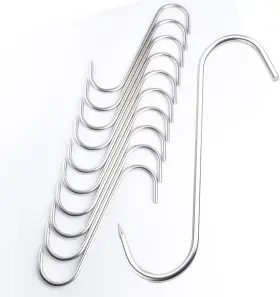 Honshen 445024572530 10 Inch Meat Hooks 8mm Heavy Duty S-hooks Stainless Steel Processing Butcher Ho