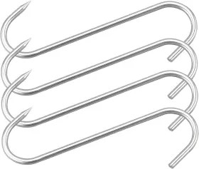 Honshen 744110068368 10 Inch Meat Hooks 8mm Heavy Duty S-hooks Stainless Steel Processing Butcher Ho