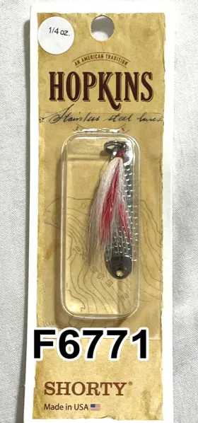 Hopkins S1bw Shorty Spoon 1/4 Oz White/red Bucktail
