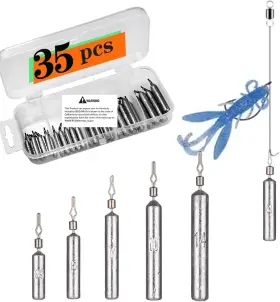 Ilure 705353476129 Fishing Drop Shot Weights Rig Kit Sinkers 35pcs Trokar With Lead For Bass Fishin