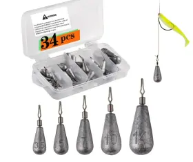 Ilure 766330812866 Fishing Weights Drop Shot Sinker Rig Kit 34pcs Trokar With Lead For Bass Fish