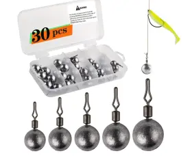 Ilure 766330813115 Fishing Sinkers Weights Cannonball Drop Shot Sinker Kit 30pcs Trokar With Lead F