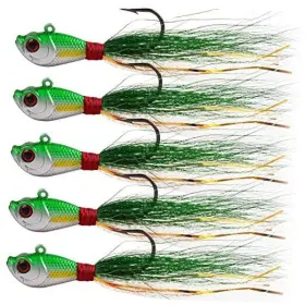 Jadsun Jdys037-bucktail Bucktail Jigs Saltwater Hair 5pcs 2oz 56g Green&white 5 Pack