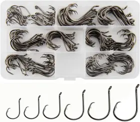 Jasmine Afa28360-1 Circle Hooks Saltwater Fishing 2x Strong Offset Black High Ca Jasmine Afa28360-1 Circle Hooks Saltwater Fishing 2x Strong Offset Black High Ca