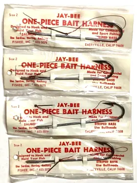 Jay-bee Tackle Co. Jb2opbh 4 Packs Jay-bee One-piece Bait Harness Size 2 Designed To Hook And Hold Jay-bee Tackle Co. Jb2opbh 4 Packs Jay-bee One-piece Bait Harness Size 2 Designed To Hook And Hold