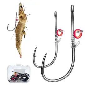 Jellatante 081904239253 Fishing Hooks-live Shrimp Fixed Hooks Carbon Steel Barbed With Holes 2/3/4cat