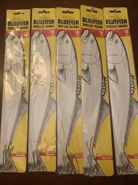 Jeros Tackle 708-12-8 5 Packs Of 6 30 Bluefish Snelled Mustad Fishing Hooks Size 8 12 Inch Jeros Tackle 708-12-8 5 Packs Of 6 30 Bluefish Snelled Mustad Fishing Hooks Size 8 12 Inch