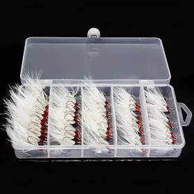 Jjzs B08d3hhlr3 50pcs 2x Strong Treble Fishing Hooks Carbon Steel Saltwater Tackle Box Size 2-10