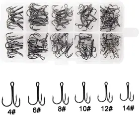 Jl Sport 313048069084 Fishing Treble Hooks Kit High Carbon Steel Strong Sharp Round Bend For Lu